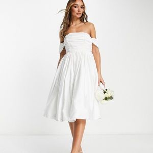 Maya bridal off shoulder mini dress in ivory